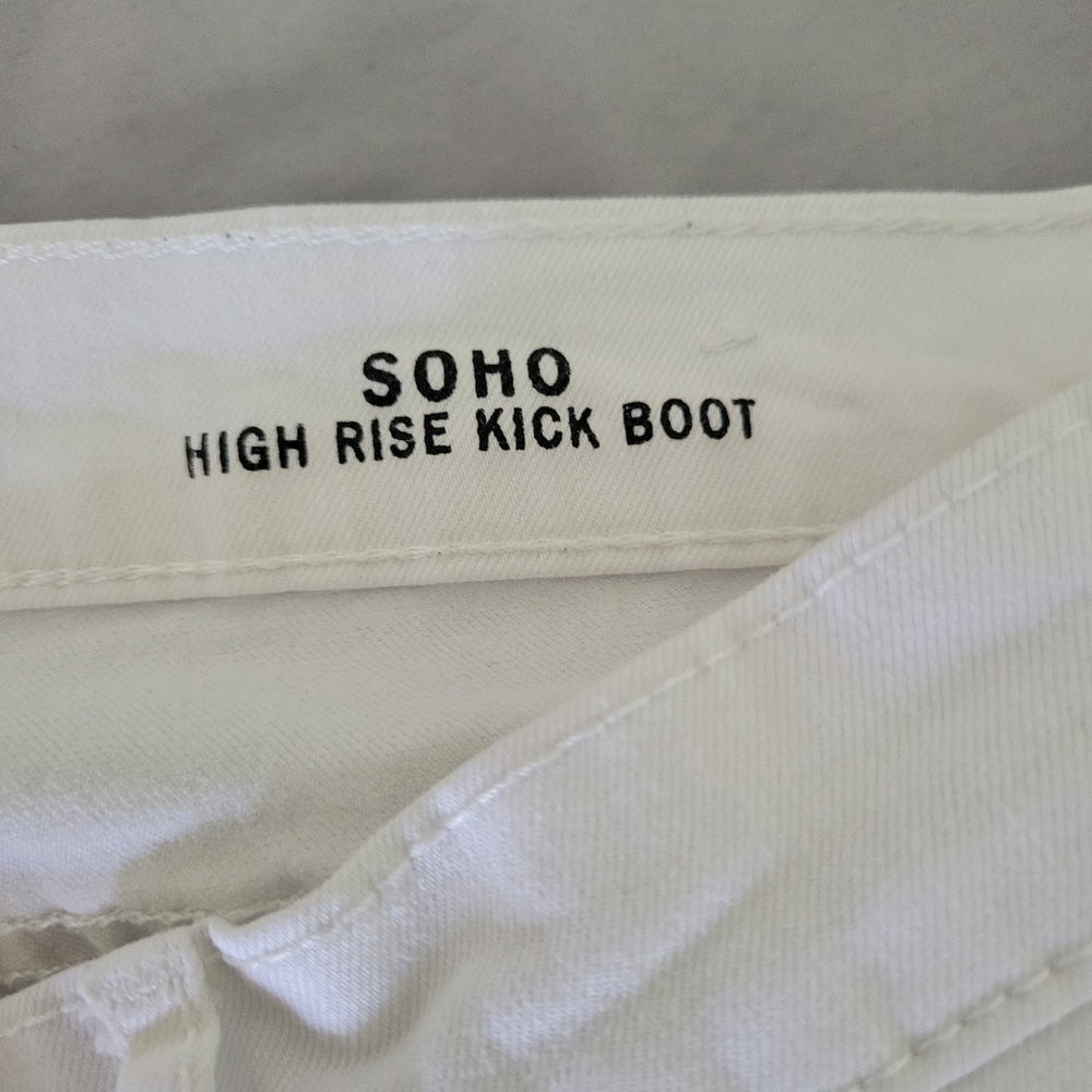Nicole Miller Soho High Risk Kick Boot White Jeans Pants - Picture 4 of 5